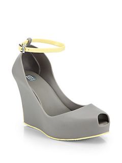 Melissa Patchuli Ankle Strap Wedge Pumps   Grey