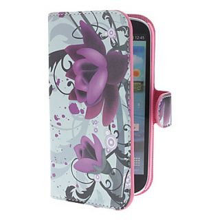 Elegant Purple Flower Pattern PU Leather Case with Stand and Card Slot for Samsung Galaxy S3 I9300