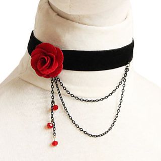 Gothic Style Red Rose Flower Necklace