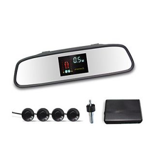 Car Rearview Mirror with 4 Radar Parking Sensor System (VFD Display and Buzzer Alarm)