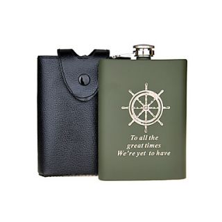 Personalized Rudder 8 oz Flask With Leatherette Holder