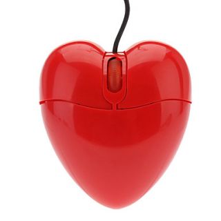 3D Optical Mouse Red Heart Shape Design