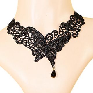 Gothic Butterfly Black Lace Necklace