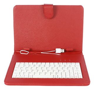 9 Inch Mesh Stripe Pattern PU Leather Case with USB Keyboard and Stand
