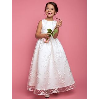 A line Princess Jewel Floor length Lace Flower Girl Dress (733986)