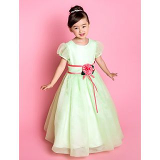 A line Princess Scoop Floor length Organza Flower Girl Dress (733997)