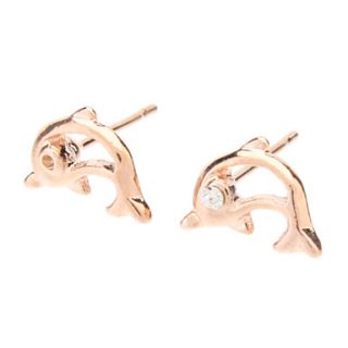 Rose Gold Hollow Dolphin Stud Earrings