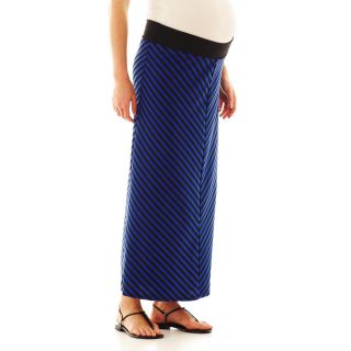 Maternity Fold Waist Striped Skirt, Blue/Black