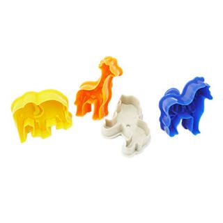 Cookie Cutter Stamp Biscuit Mold Plastic Plunger Cutter Animal Set Of 4 Pieces
