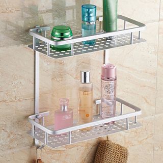 Contemporary Double Shelves Aluminum Material Bathroom Shleves