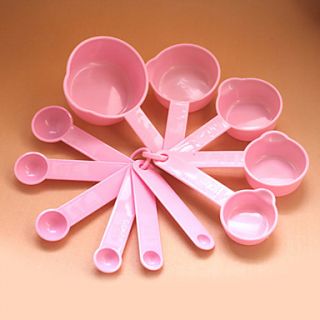11 Pieces Plastic Pink Measuring Spoon Measuring Cups