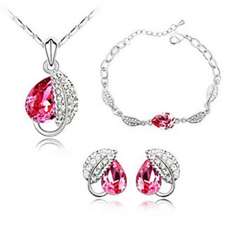 Fashion Crystal With Platinum Plated Jewelry Set, Including Necklace, Earrings,Bracelet