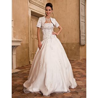 Ball Gown Strapless Floor length Wedding Dress With Satin Wrap