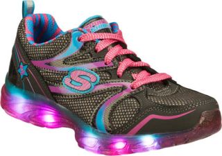 Girls Skechers S Lights Glitzies   Gray/Multi Casual Shoes