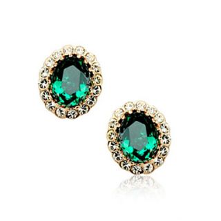 Delicate Oval shaped Alloy 18K Gold Plated With Crystal Womens Earrings