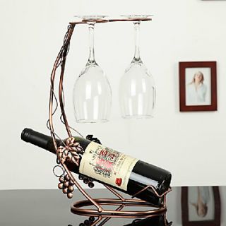 38cm Height European Style Vintage Copper Colored Iron Wine Rack