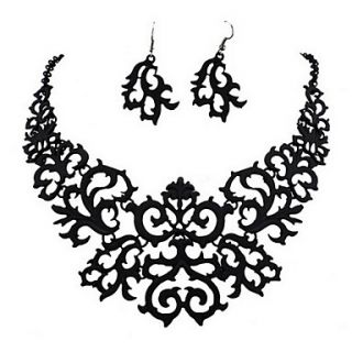 Hot Selling Plastics Hollow Out Flower Necklace And Earrings Jewelry Sets