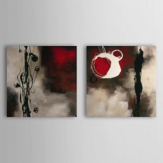 Hand Painted Oil Painting Abstract Tall with Stretched Frame Set of 2 1309 AB0975
