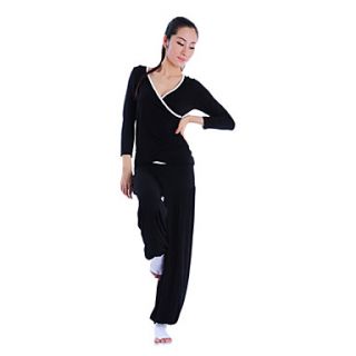 WomenS Cotonn Elastane Half Sleeve Sport Breathability Yoga Suit (Black TopBlack Pant)