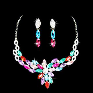 Delicate Alloy With Multi Color Rhinestone Jewelry Set(Including Necklace,Earrings)