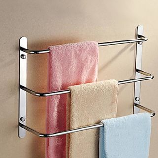 Contemporary Stainless Steel 3 Bars Towel Rack