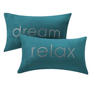 Set of 2 Relax and Dream Text Polyester Decorative Pillow Cover