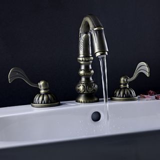 Antique Bronze Finish Widespread Bathroom Sink Faucet (Baroque Design)