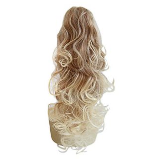 High Quality Synthetic Long Natural Curly Golden Mixed Blonde Ponytail