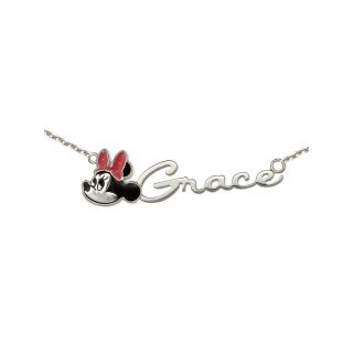 Disney Girls Minnie Mouse Sterling Silver & Enamel Personalized Name Necklace,