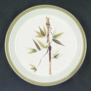 Wellin Bright Bamboo Dinner Plate, Fine China Dinnerware   Green Band,Brown Bamb