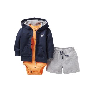 Carters Whale 3 pc. Hooded Cardigan Set   Boys newborn 24m, Navy Whale, Navy