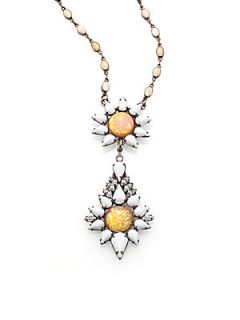 DANNIJO Sasha Crystal Pendant Necklace   Silver Yellow