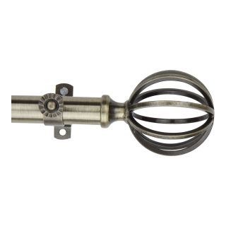 ROD DESYNE Curtain Rod with Cage Finials, Antique Brass