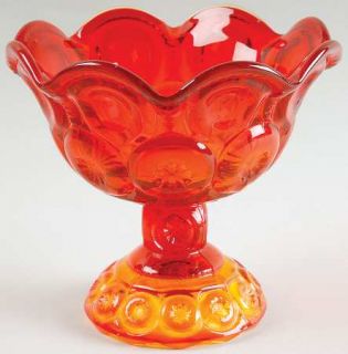 Smith Glass  Moon & Stars Amberina Round Compote   Height x Width   Orange To Am
