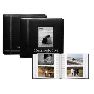 Pioneer Sewn Live laugh love Frame Design Black Leatherette Memo Photo Albums (pack Of 2)