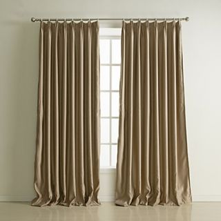(One Pair Double Pleated Top) Classic Solid Embossed Blackout Curtain