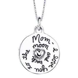 Sterling Silver Mom I Love You to the Moon and Back Pendant, Womens