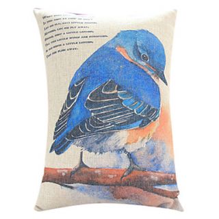 20 Painting Blue Bird Cotton/Linen Decorative Pillow Cover