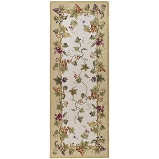 Hand hooked Flora Ivory Wool Rug (3 X 8)