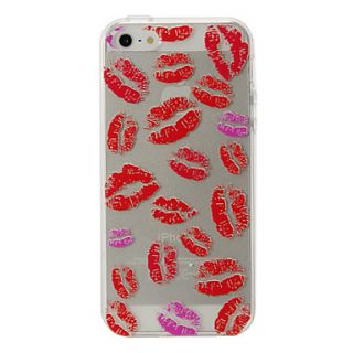 Sexy Red Lips Pattern Transparent TPU Soft Case for iPhone 5/5S