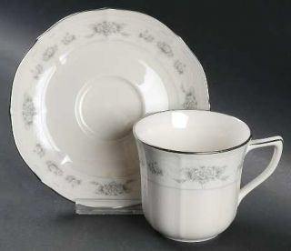 Noritake Southern Lace Flat Cup & Saucer Set, Fine China Dinnerware   Ivory Body