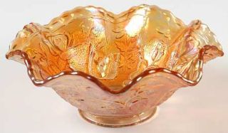 Imperial Glass Ohio Open Rose Marigold 9 Round Crimped Bowl   Rose, Marigold/Ru