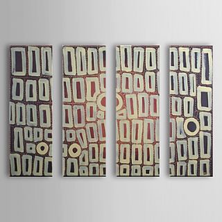 Hand Painted Oil Painting Abstract Oops with Stretched Frame Set of 4 1310 AB1215