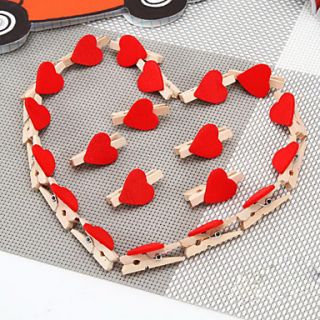 Red Peach Heart Craft Wooden Clip Set of 20