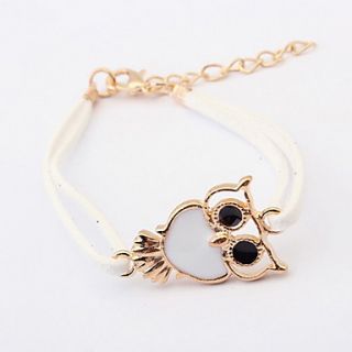 Lovely Leatherette Alloy Owl Bracelet (More Colors)