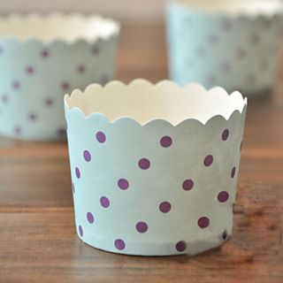 Purple Dot Blue Cupcake Wrapper Set of 50
