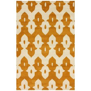 Nuloom Handmade Modern Ikat Trellis Gold/ Ivory Wool Rug (3 X 5) (IvoryPattern AbstractTip We recommend the use of a non skid pad to keep the rug in place on smooth surfaces.All rug sizes are approximate. Due to the difference of monitor colors, some ru