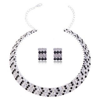 Lureme Multi layers Crystals Collar Necklace and Earrings Set