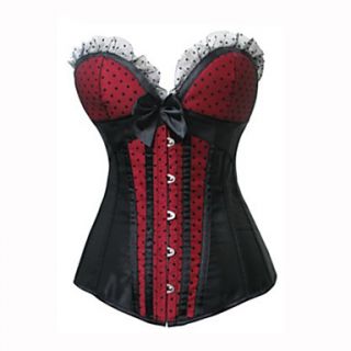 Satin Plastic Boned Lace up Back Corset and G string Set(More Colors)