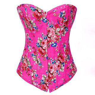 CAOJI Womens Sexy Red Floral Print Strapless Corset and T back